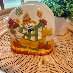 Vintage Scarecrow Ceramic Napkin Holder